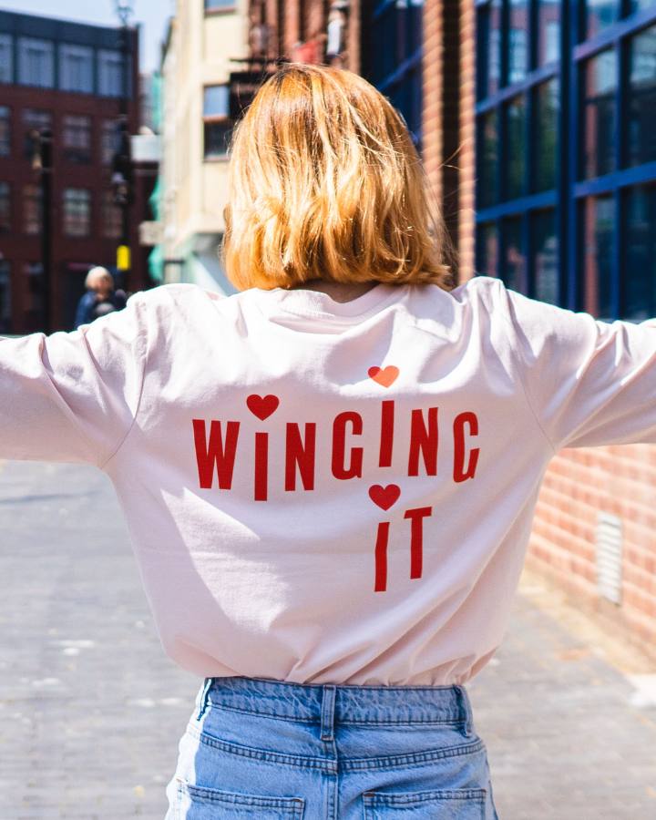 Winging It T-Shirt in Powder Pink