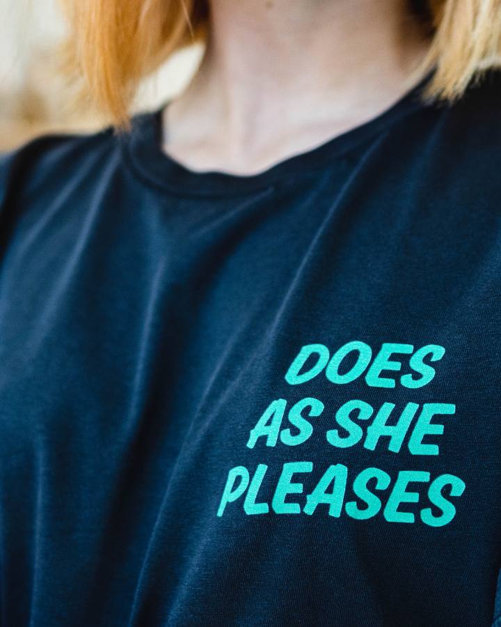 Does As She Pleases T-Shirt in Black Rock